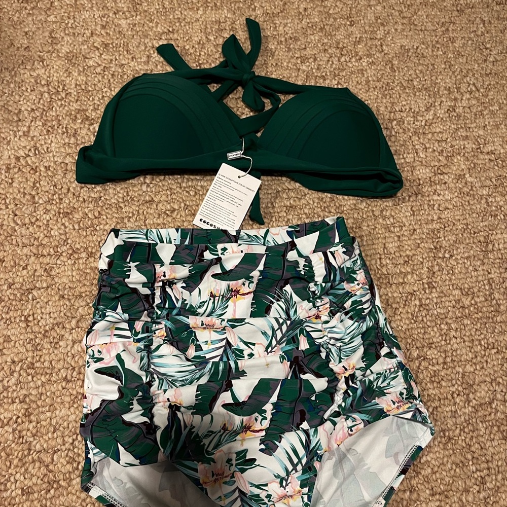 High-waisted Green Cocoship Bikini